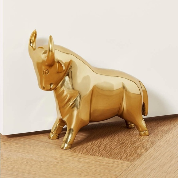 Pascal The Bull Gold Doorstop-Bookend Pascal Bull Door Stop Gold Bull Figurine - Picture 1 of 7